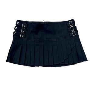 Tripp NYC black grommet buckle pleated punk goth skirt size L